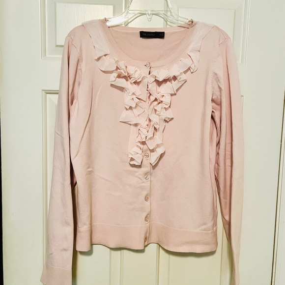 The Limited Sweaters - The Limited Light Pink Ruffle Cardigan